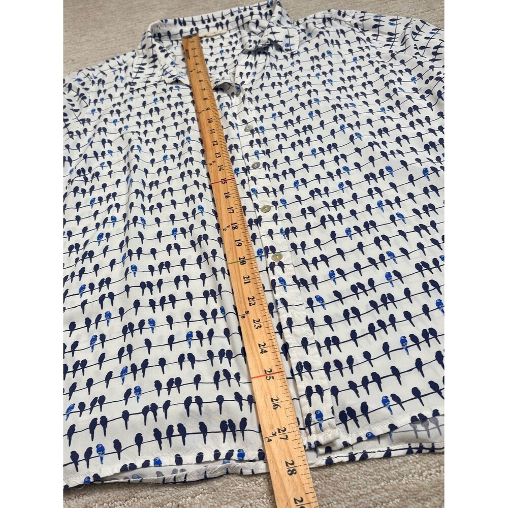 Jane and Delancey Bird Print Button Down Shirt Size 3X Tab Roll Up Long Sleeve - Picture 6 of 8